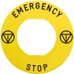 Schneider Automation - Légende Ø60mm - EMERGENCY STOP - jaune5 - ISO13850 - ZBY9330M