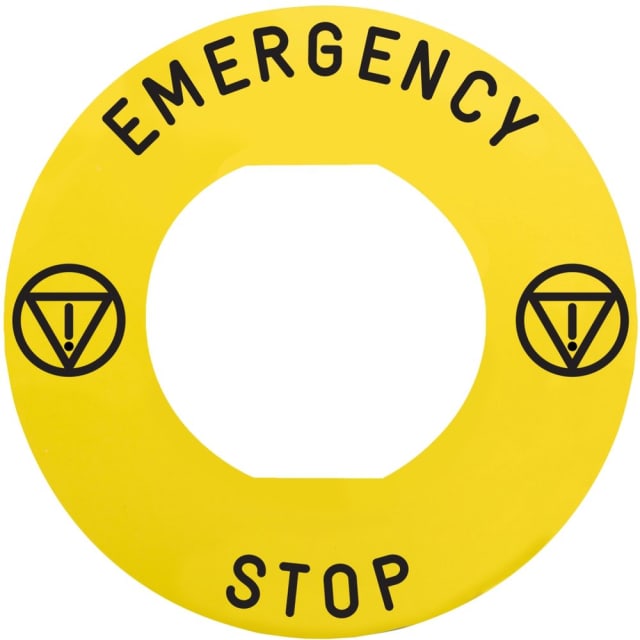 Schneider Automation - Légende Ø60mm - EMERGENCY STOP - jaune5 - ISO13850 - ZBY9330M Schneider Automation - Légende Ø60mm - EMERGENCY STOP - jaune5 - ISO13850 - ZBY9330M