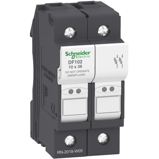 Porte-fusible modulaire 2 Schneider Automation TeSys DF, LS1/GK1 détail produit Détails visibles de Porte-fusible modulaire 2 pôles 32 A 10x38 mm DF102 pour Porte-fusibles