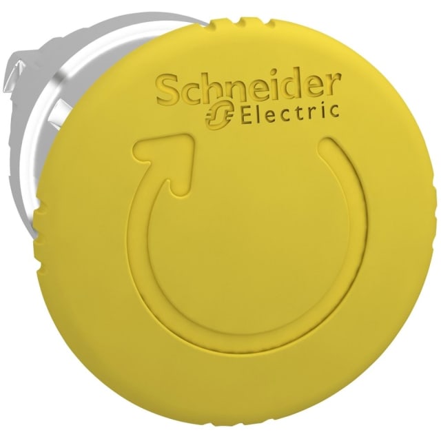 Schneider Automation - Tête pour Arrêt d'urgence Ø40 - tourner pour déverrouiller - Ø22 - jaune - ZB4BS55 Schneider Automation - Tête pour Arrêt d'urgence Ø40 - tourner pour déverrouiller - Ø22 - jaune - ZB4BS55