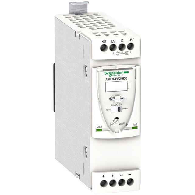 Schneider Automation - alimentation en mode commutation régulé - monophasé/biphasé - 200...500V 24V 3A - ABL8RPS24030 Schneider Automation - alimentation en mode commutation régulé - monophasé/biphasé - 200...500V 24V 3A - ABL8RPS24030