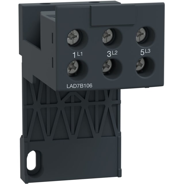 Schneider Automation - bornier pour profilé 35 mm ou fixation par vis - pr LRD 01...35 et LR3 D01...D35 - LAD7B106 Schneider Automation - bornier pour profilé 35 mm ou fixation par vis - pr LRD 01...35 et LR3 D01...D35 - LAD7B106