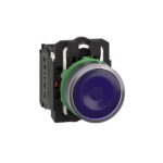 Schneider Automation - bouton-poussoir lumineux bleu Ø 22 - à impulsion affleurant - 24 V - 1O+1F - XB5AW36B5