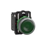 Schneider Automation - bouton-poussoir lumineux vert Ø 22 - à impulsion affleurant - 24 V - 1O+1F - XB5AW33B5
