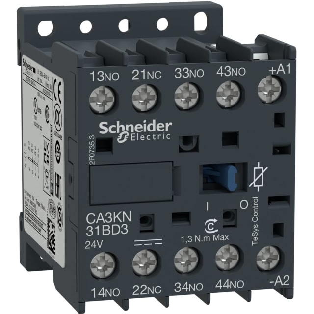 Schneider Automation - contacteur CA3-K - 3 F + 1 O - instantané - 10 A - 60 VCC - CA3KN31ND3 Schneider Automation - contacteur CA3-K - 3 F + 1 O - instantané - 10 A - 60 VCC - CA3KN31ND3