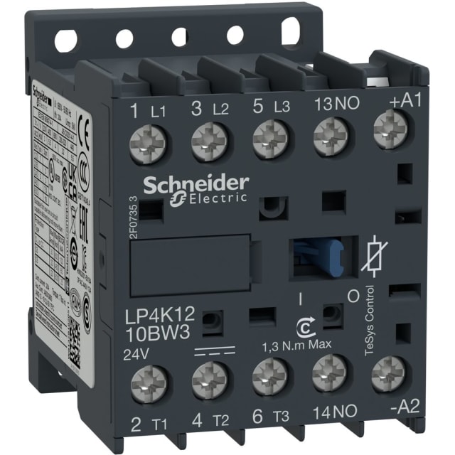 Schneider Automation - contacteur TeSys LP4-K - 3P - AC-3 440V 12 A - bobine 24 V CC - LP4K1210BW3 Schneider Automation - contacteur TeSys LP4-K - 3P - AC-3 440V 12 A - bobine 24 V CC - LP4K1210BW3