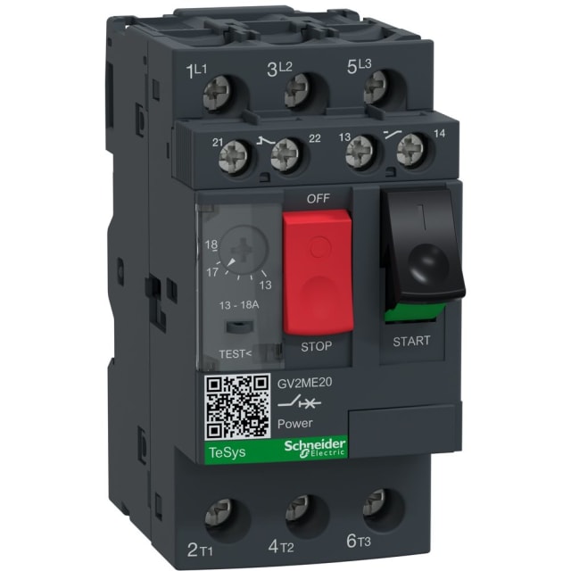 Schneider Automation - disj. moteur GV2-ME - 13-18 A - 3 3d - unité de déclenchement thermomagnétique - GV2ME20AE11TQ Schneider Automation - disj. moteur GV2-ME - 13-18 A - 3 3d - unité de déclenchement thermomagnétique - GV2ME20AE11TQ