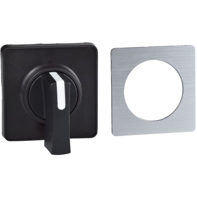 Schneider Automation - tête de manoeuvre 45 x 45 mm - métallisé - crosse noire - marquage à graver - KBC1H Schneider Automation - tête de manoeuvre 45 x 45 mm - métallisé - crosse noire - marquage à graver - KBC1H