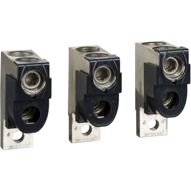 Schneider Distribution - 3 bornes (Al) pour 2 câbles 50-120mm² +séparateur de phases pour Compact NSX100- - LV429218 Schneider Distribution - 3 bornes (Al) pour 2 câbles 50-120mm² +séparateur de phases pour Compact NSX100- - LV429218