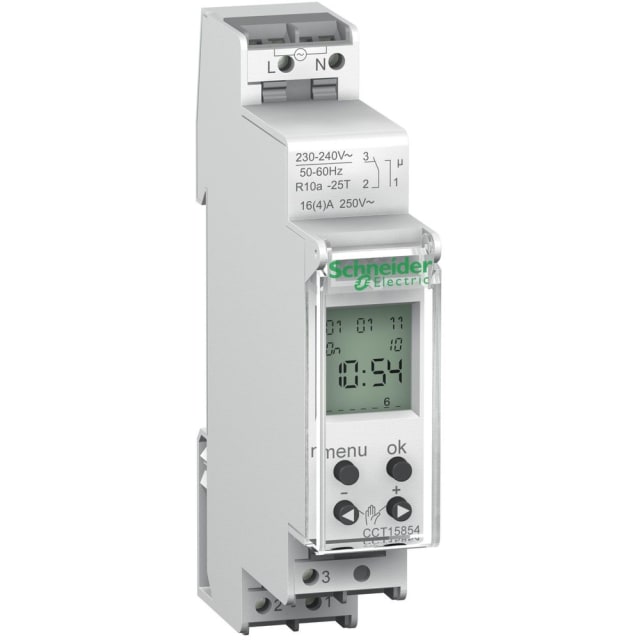Schneider Distribution - Acti 9 - IHP - 1C - minuterie numérique - 24 heures + 7 jours - CCT15854 Schneider Distribution - Acti 9 - IHP - 1C - minuterie numérique - 24 heures + 7 jours - CCT15854