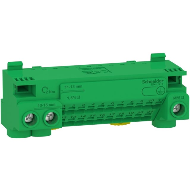Schneider Distribution - Bornier de terre 24 connections (3 x 25mm² + 21 x 4mm²) - LGYT1E24 Schneider Distribution - Bornier de terre 24 connections (3 x 25mm² + 21 x 4mm²) - LGYT1E24