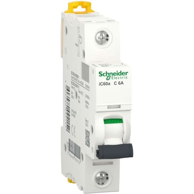 Schneider Distribution - Disjoncteur iC60a 1P 6A C - A9F64106 Schneider Distribution - Disjoncteur iC60a 1P 6A C - A9F64106