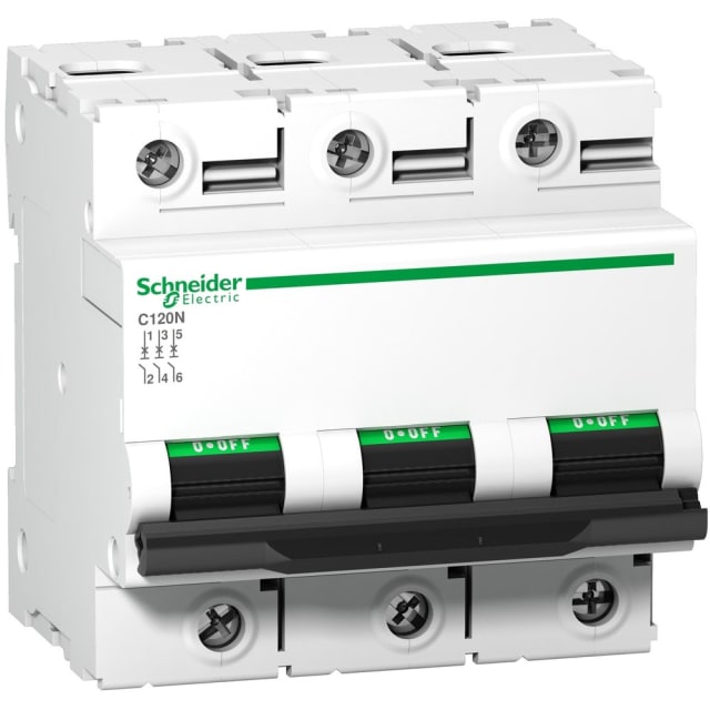 Schneider Distribution - Disjoncteur modulaire C120N 3P 80A courbe C 10kA - A9N18365 Schneider Distribution - Disjoncteur modulaire C120N 3P 80A courbe C 10kA - A9N18365
