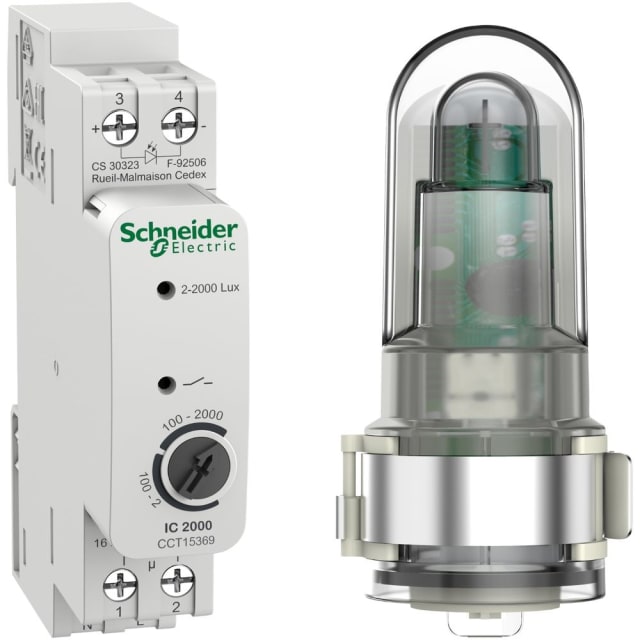 Schneider Distribution - Interrupteur crépusculaire IC2000 avec cellule de luminosité extérieur (18 mm) - CCT15369 Schneider Distribution - Interrupteur crépusculaire IC2000 avec cellule de luminosité extérieur (18 mm) - CCT15369