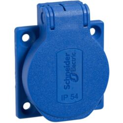 Prise fixe NF 50x50 bleue IP54, configuration visible