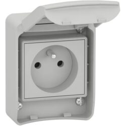 Schneider Distribution - PK - prise 2P+T 10/16A Franco-Belge gris clair - IP55 - encastré - 81140