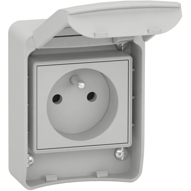Schneider Distribution - PK - prise 2P+T 10/16A Franco-Belge gris clair - IP55 - encastré - 81140 Schneider Distribution - PK - prise 2P+T 10/16A Franco-Belge gris clair - IP55 - encastré - 81140