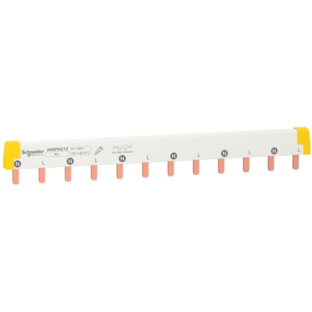 Schneider Distribution - barre omnibus en peigne - facile à couper - Acti 9 2 pôles 12 modules 100A - A9XPH212 Schneider Distribution - barre omnibus en peigne - facile à couper - Acti 9 2 pôles 12 modules 100A - A9XPH212