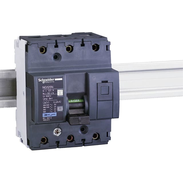 Schneider Distribution - disjoncteur modulaire Multi 9 - NG125N - 3 pôles - 63 A - courbe C - 18639 Schneider Distribution - disjoncteur modulaire Multi 9 - NG125N - 3 pôles - 63 A - courbe C - 18639
