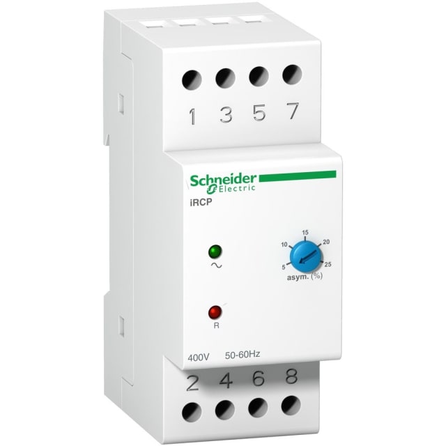 Schneider Distribution - relais de contrôle de phase iRCP - 8 A - 400 V 50/60 Hz - 1 OC - A9E21180 Schneider Distribution - relais de contrôle de phase iRCP - 8 A - 400 V 50/60 Hz - 1 OC - A9E21180