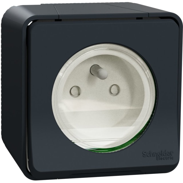Schneider Residential - Mureva Styl - Prise courant 2P+T - saillie - IP55 - IK08 - connexion auto - gris - MUR35031 Schneider Residential - Mureva Styl - Prise courant 2P+T - saillie - IP55 - IK08 - connexion auto - gris - MUR35031