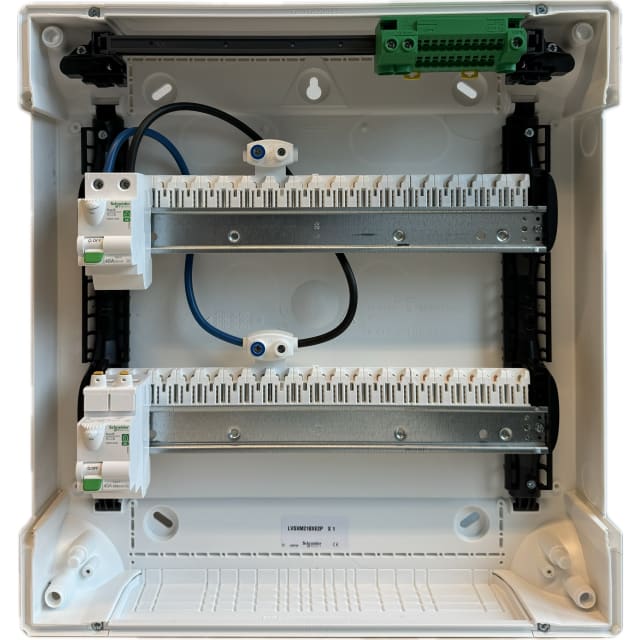 Schneider Residential - PRECAB 1x LVSXM218 + 2x R9XEC618 + 1x R9RA1240 + 1x R9RA4240 - LVSXM218XE2P Schneider Residential - PRECAB 1x LVSXM218 + 2x R9XEC618 + 1x R9RA1240 + 1x R9RA4240 - LVSXM218XE2P