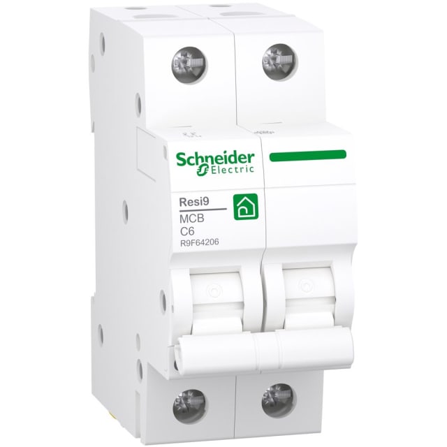 Schneider Residential - RESI9 disjoncteur 2P 6A C 3kA - R9F64206 Schneider Residential - RESI9 disjoncteur 2P 6A C 3kA - R9F64206