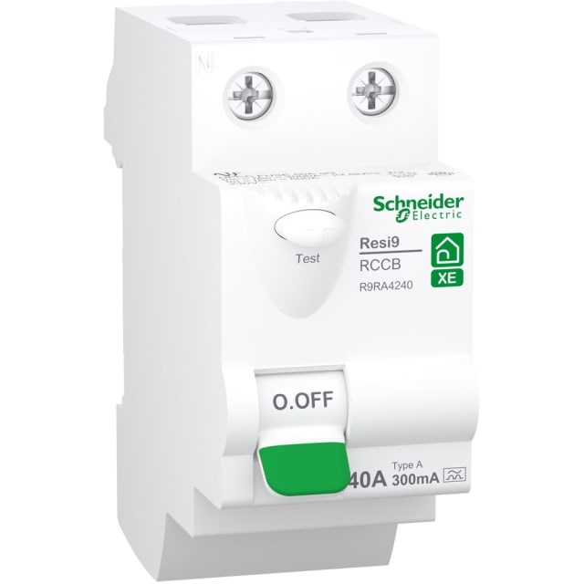 Schneider Residential - Resi9 XE - Interrupteur différentiel - 2P - 40A -300mA - type A - R9RA4240 Schneider Residential - Resi9 XE - Interrupteur différentiel - 2P - 40A -300mA - type A - R9RA4240