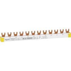 Détails visibles de Peigne de raccordement à fourche 3P 12 modules pour Peignes d’alimentation horizontaux