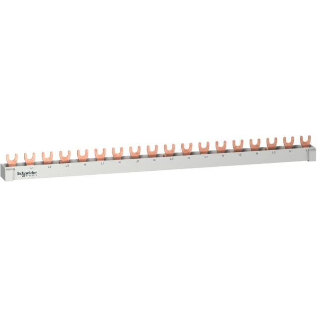 Peigne 4P 18 modules Schneider Residential Resi9 Protection Barrette peigne à fourche 4 pôles 18 modules cuivre sur support isolant pour tableau électrique