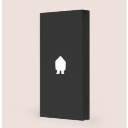 Borne murale noire rectangulaire avec pictogramme blanc de prise