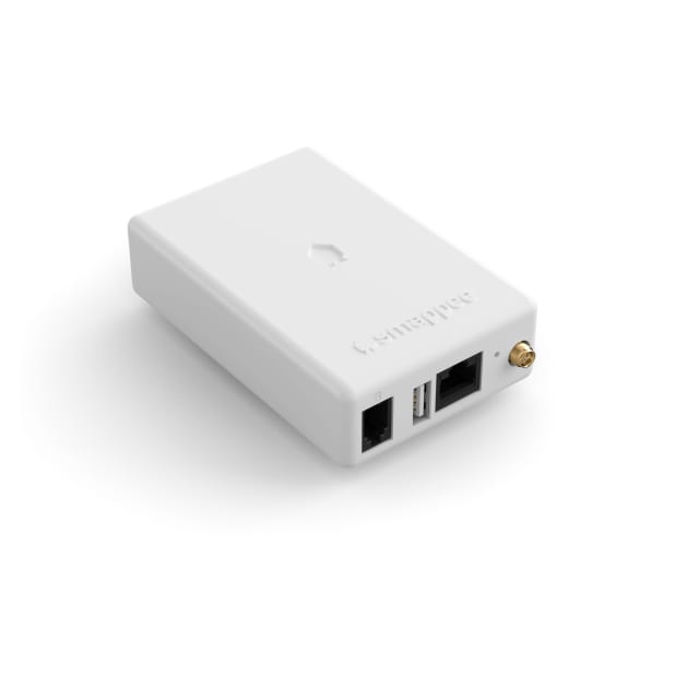 Smappee Genius i1 GW 1 Passerelle domotique blanche compacte avec ports Ethernet et connecteur antenne