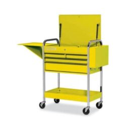 Chariot d’atelier à tiroirs jaune, configuration visible