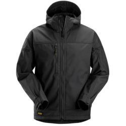 Veste softshell stretch à capuche noire XL, configuration visible