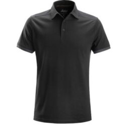 Polo de travail noir à manches courtes col boutonné taille S
