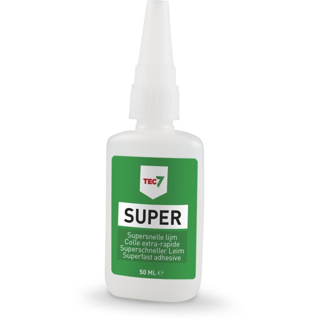 TEC 7 Colle instantanée extra-rapide 501913000 Flacon de colle instantanée TEC 7 blanc avec étiquette verte SUPER et embout applicateur fin