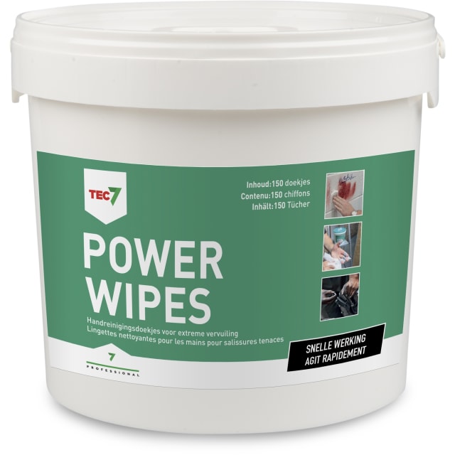 Lingettes Power Wipes TEC 7 Seau blanc de lingettes nettoyantes Power Wipes 150 pièces pour mains