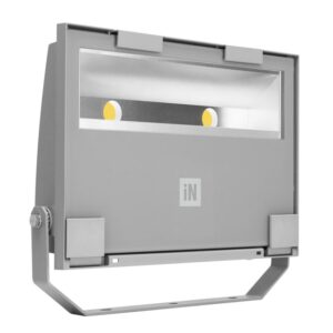 Projecteur LED asymétrique gris 78W 4000K avec support métallique et optique inclinée