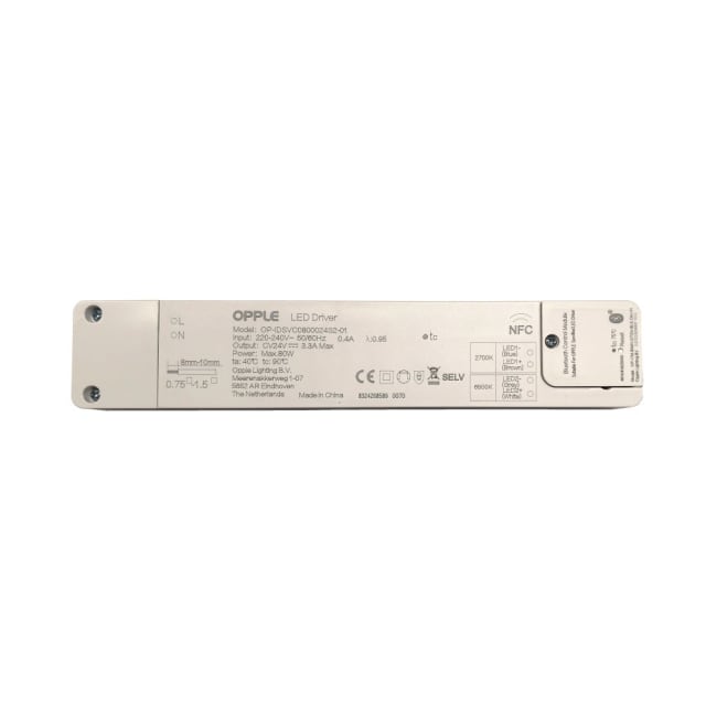 TECHNOLUX Driver LED 24V 80W Driver LED 24V 80W IP20 boîtier rectangulaire blanc avec bornes de câblage