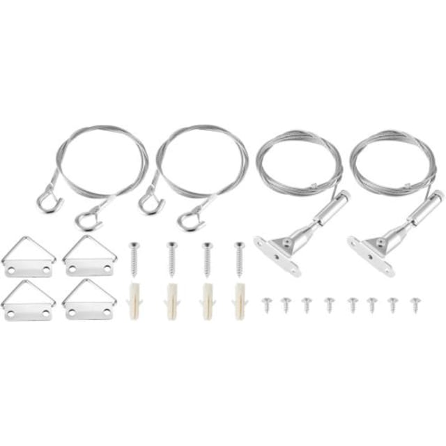 TECHNOLUX Kit de suspension Slim Panel Kit de suspension pour panneau LED avec câbles, crochets, platines triangulaires et vis de fixation