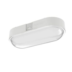 Plafonnier LED ovale blanc étanche IP65 8W 4000K diffuseur opale