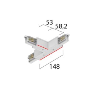 Raccord en T blanc alimentation terre gauche pour rail technique 148 mm