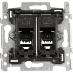 TELEVES - Prise murale data CAT6A (compatible Niko & Cat6/5e/5) 2xRJ45 PoE++ - TDOB-RJ45-2