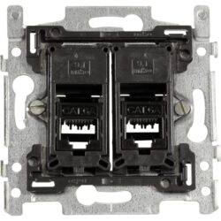 TELEVES - Prise murale data CAT6A (compatible Niko & Cat6/5e/5) 2xRJ45 PoE++ - TDOB-RJ45-2