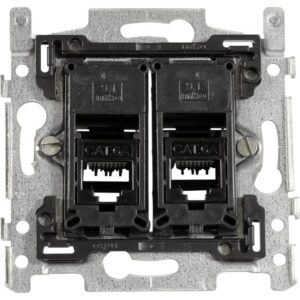 TELEVES - Prise murale data CAT6A (compatible Niko & Cat6/5e/5) 2xRJ45 PoE++ - TDOB-RJ45-2