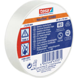 Ruban isolant électrique blanc 20 m x 19 mm 7000 V