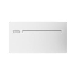 Climatiseur mural plat blanc avec grille horizontale et panneau frontal lisse