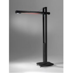 Chauffage infrarouge halogène noir sur pied réglable 2100 W avec tête horizontale