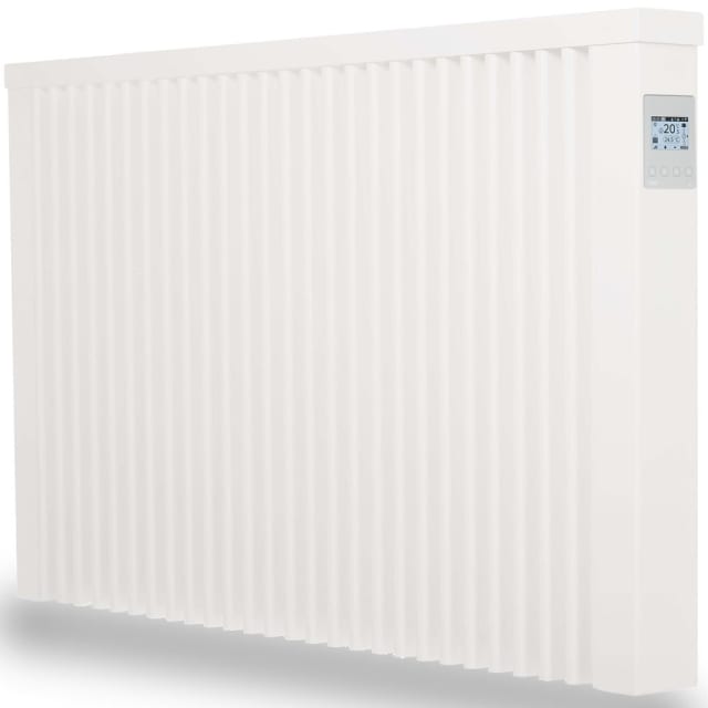 Radiateur inertie THERMOCOMFORT Thermo Link Pro Radiateur électrique blanc à accumulation avec façade nervurée et commande digitale latérale