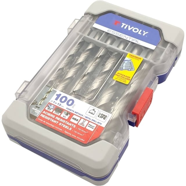 TIVOLY - 100 forets métaux HSS taillés meulés pointe en croix Ø 1 à 13mm - F0911452070003 TIVOLY - 100 forets métaux HSS taillés meulés pointe en croix Ø 1 à 13mm - F0911452070003